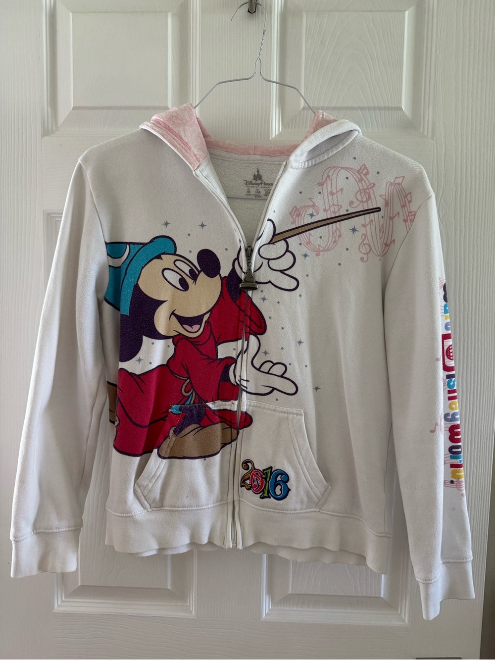 Disney White Mickey Mouse Sorcerer Zip-Up Hoodie